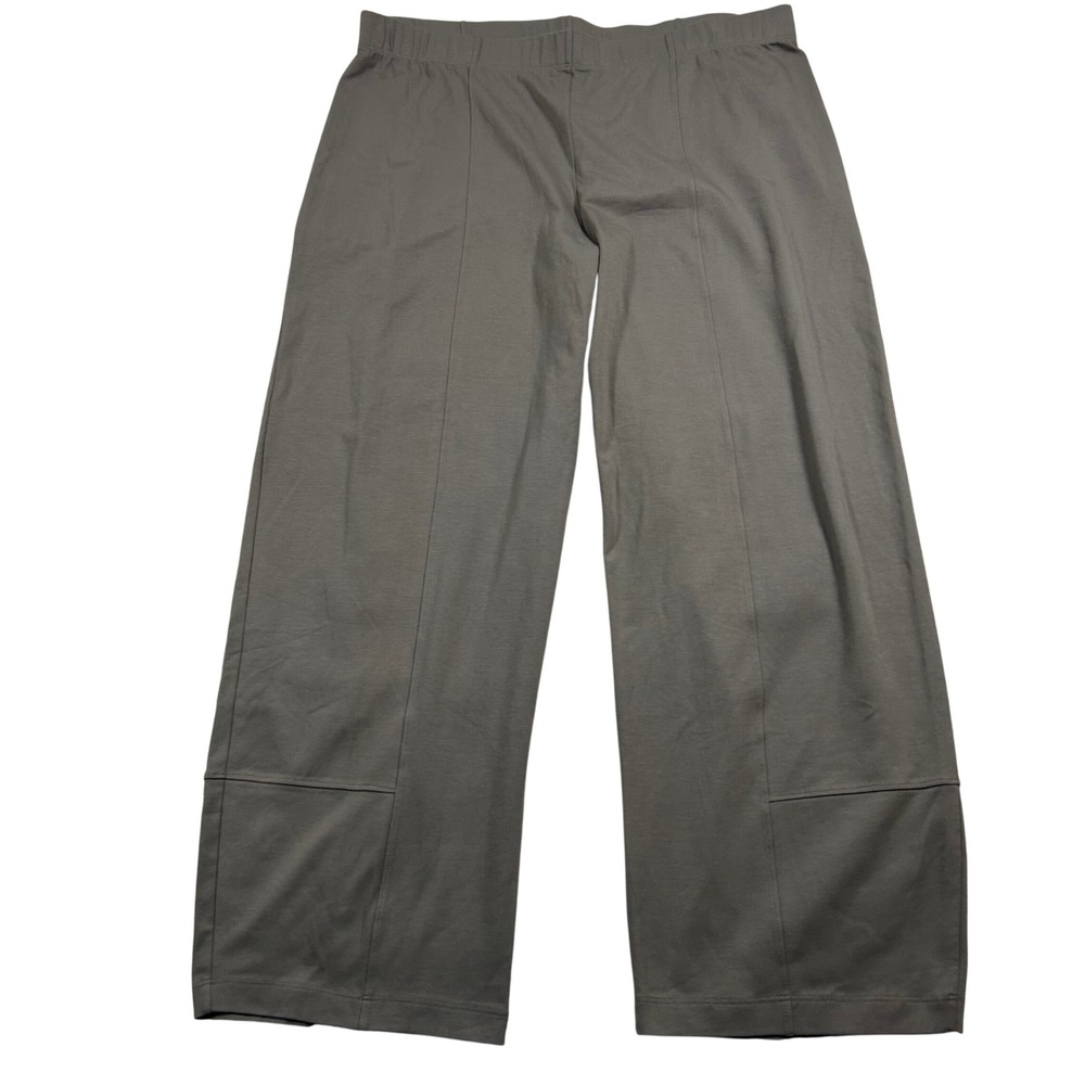 Eileen Fisher Wide Leg Crop Pants Womens Large Grey Organic Cotton Seam Detail